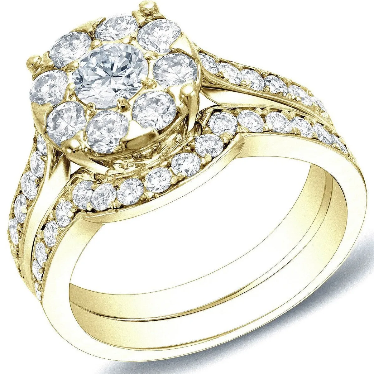 Auriya 14k Gold 1 3/5ctw Halo Diamond Engagement Ring Set sold by Zulily product image thumbnail 2