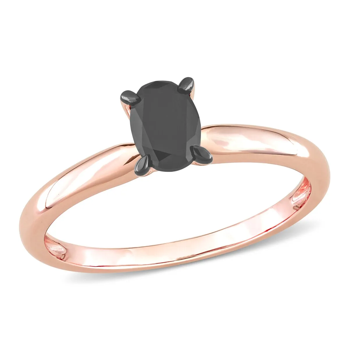 Miadora 1/2ct TDW Oval-cut Black Diamond Solitaire Engagement Ring in 14k Rose Gold sold by Zulily product image thumbnail 2