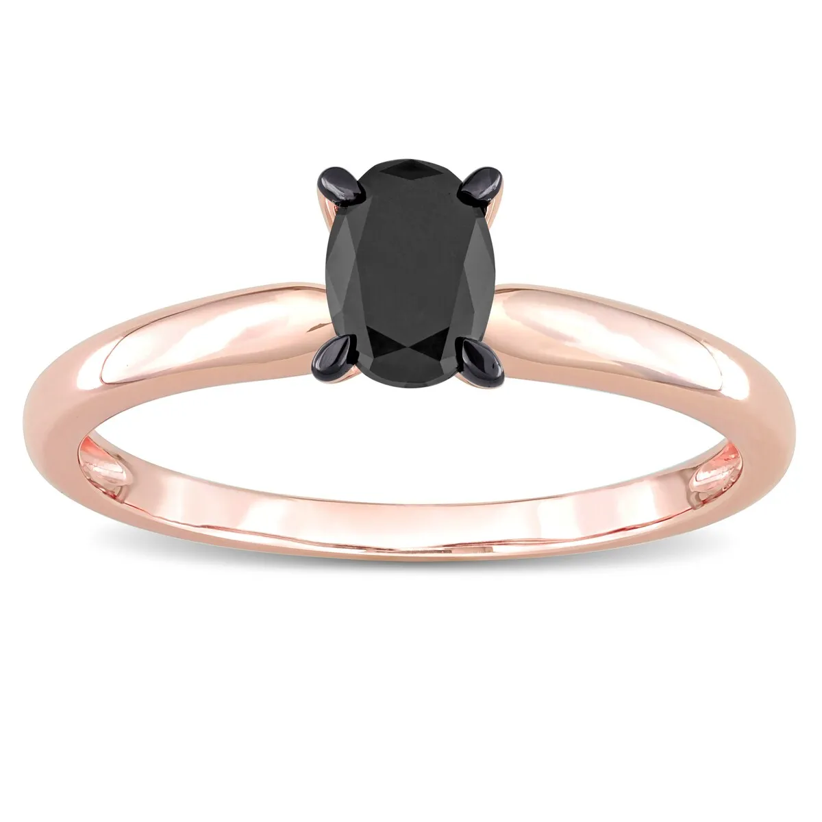 Miadora 1/2ct TDW Oval-cut Black Diamond Solitaire Engagement Ring in 14k Rose Gold sold by Zulily product image thumbnail 3