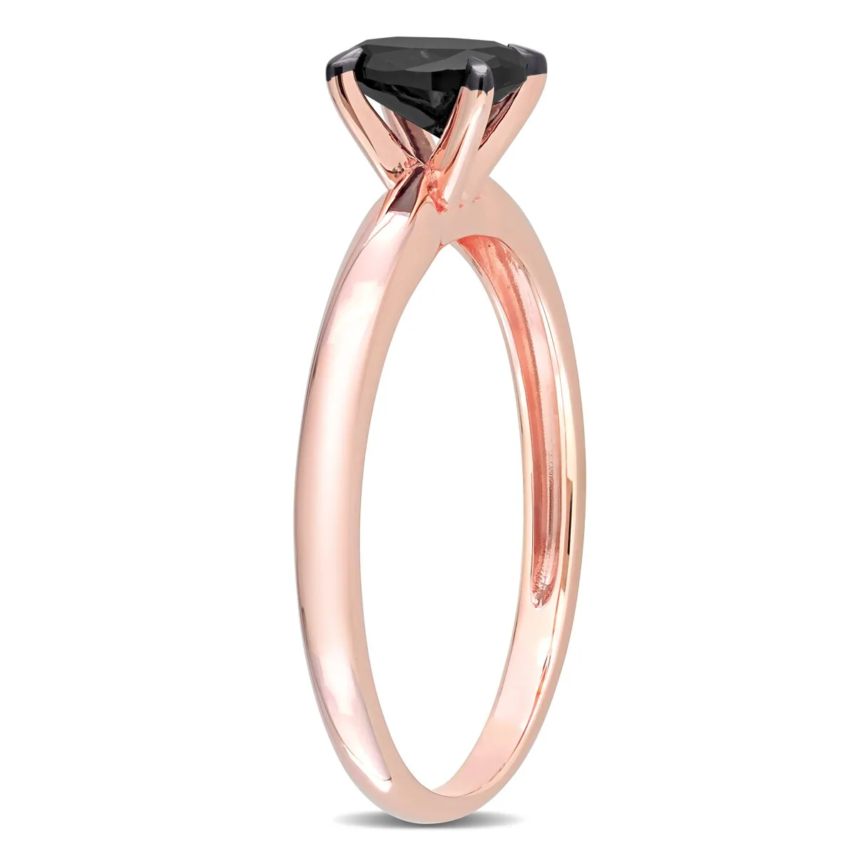 Miadora 1/2ct TDW Oval-cut Black Diamond Solitaire Engagement Ring in 14k Rose Gold sold by Zulily product image thumbnail 4