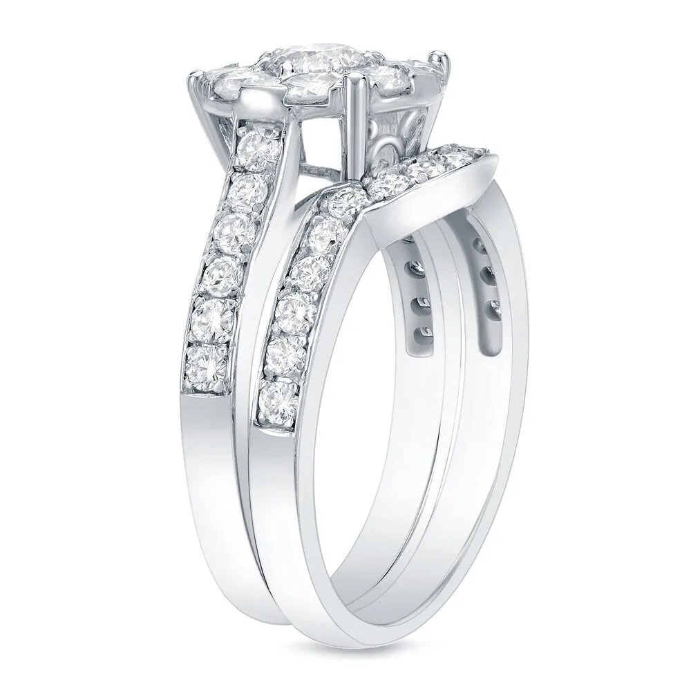 Auriya 14k Gold 1 3/5ctw Halo Diamond Engagement Ring Set sold by Zulily product image thumbnail 3