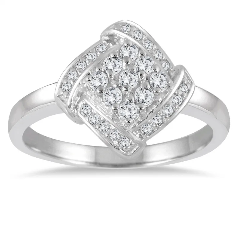 1/4 Carat TW Diamond Cluster Ring in 10K White Gold sold by Zulily
