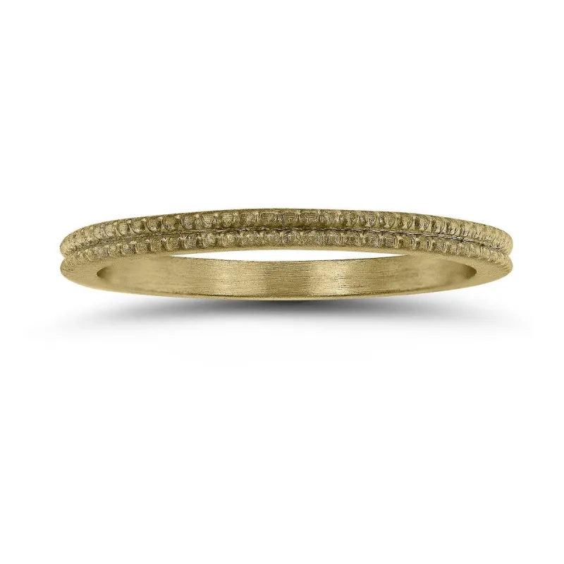 1.5MM Thin Beaded Wedding Band in 14K Yellow Gold sold by Zulily