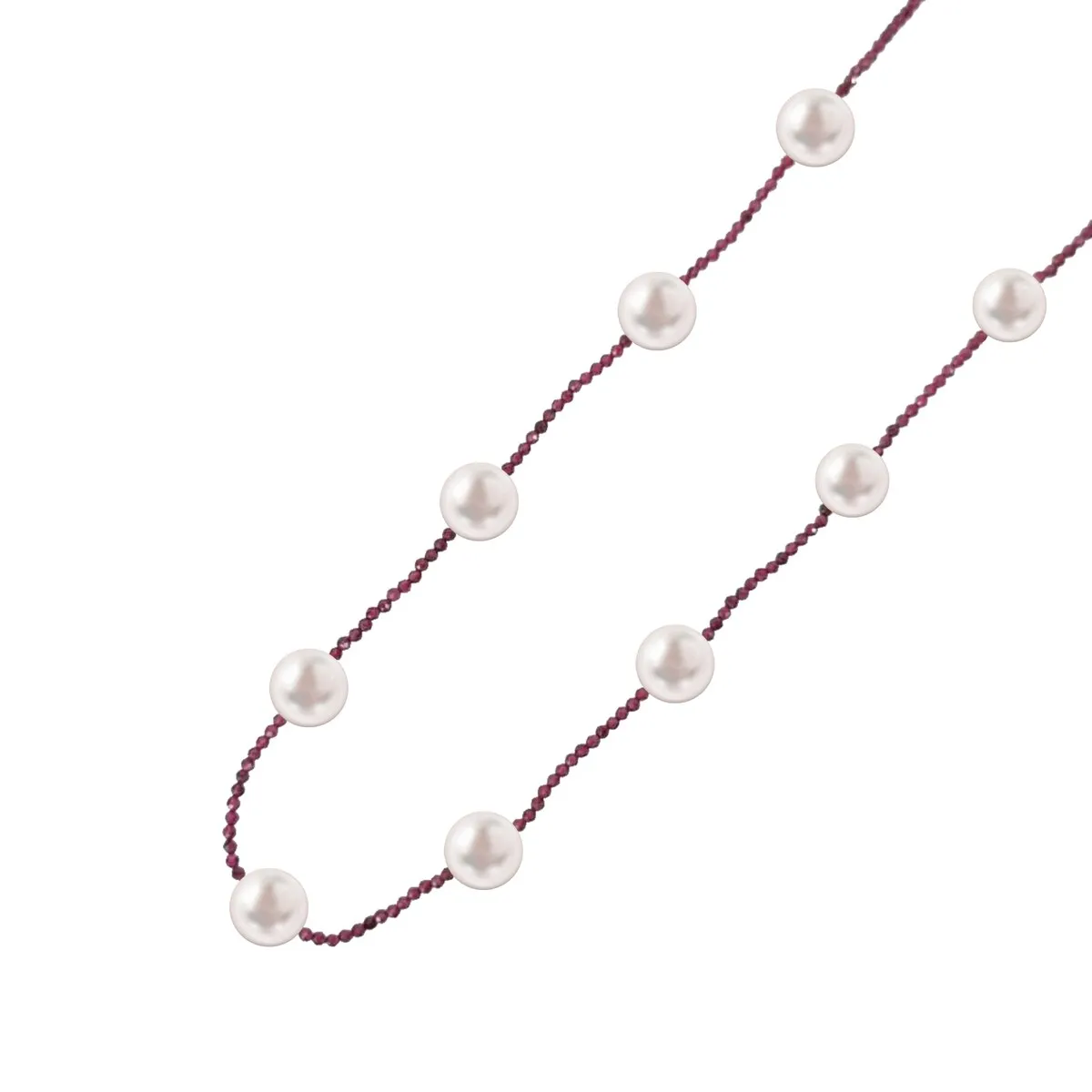 Freshwater Pearl and Garnet Beaded Station Necklace sold by Zulily product image thumbnail 2