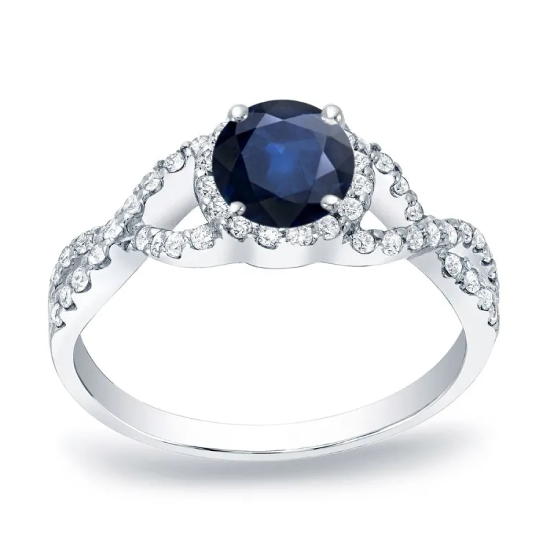 Auriya Twisted Infinity Round 1/2ct Sapphire and 1/3ct TDW Halo Diamond Engagement Ring 14k Gold sold by Zulily