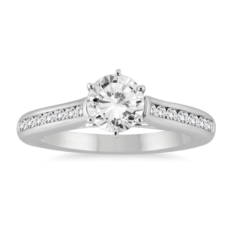 AGS Certified 1 1/3 Carat TW Diamond Channel Engagement Ring in 14K White Gold (J-K Color, I2-I3 Clarity) sold by Zulily
