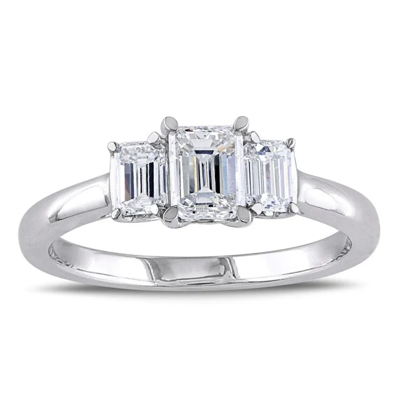 Miadora Signature Collection 14k White Gold 1ct TDW Emerald Cut Three Stone Diamond Ring sold by Zulily