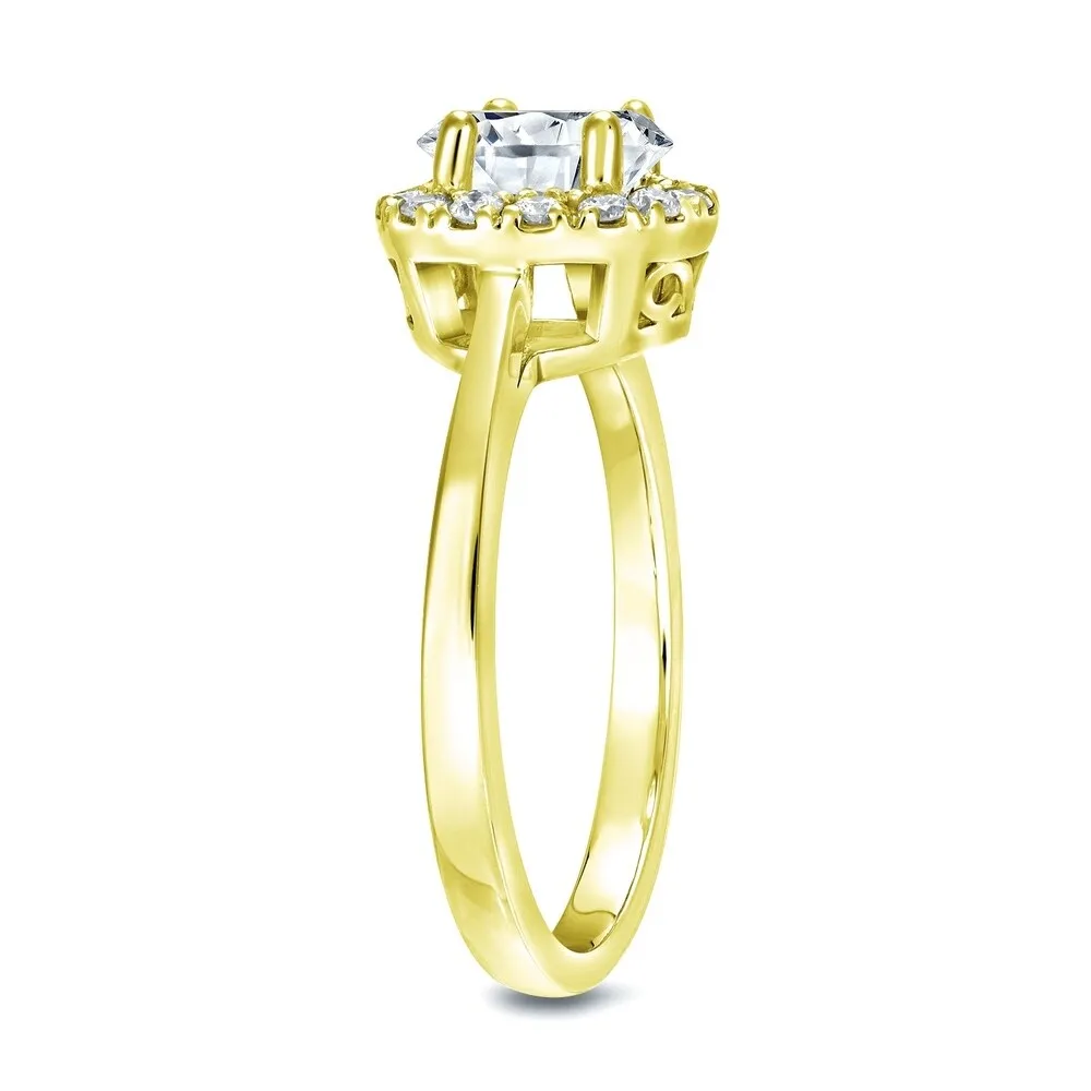 Auriya Round 3/4ct Moissanite and 1/5ctw Halo Diamond Engagement Ring 14K Gold sold by Zulily product image thumbnail 5