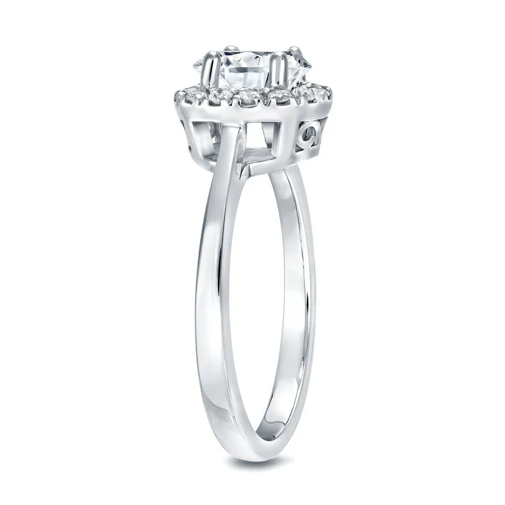 Auriya Round 3/4ct Moissanite and 1/5ctw Halo Diamond Engagement Ring 14K Gold sold by Zulily product image thumbnail 4