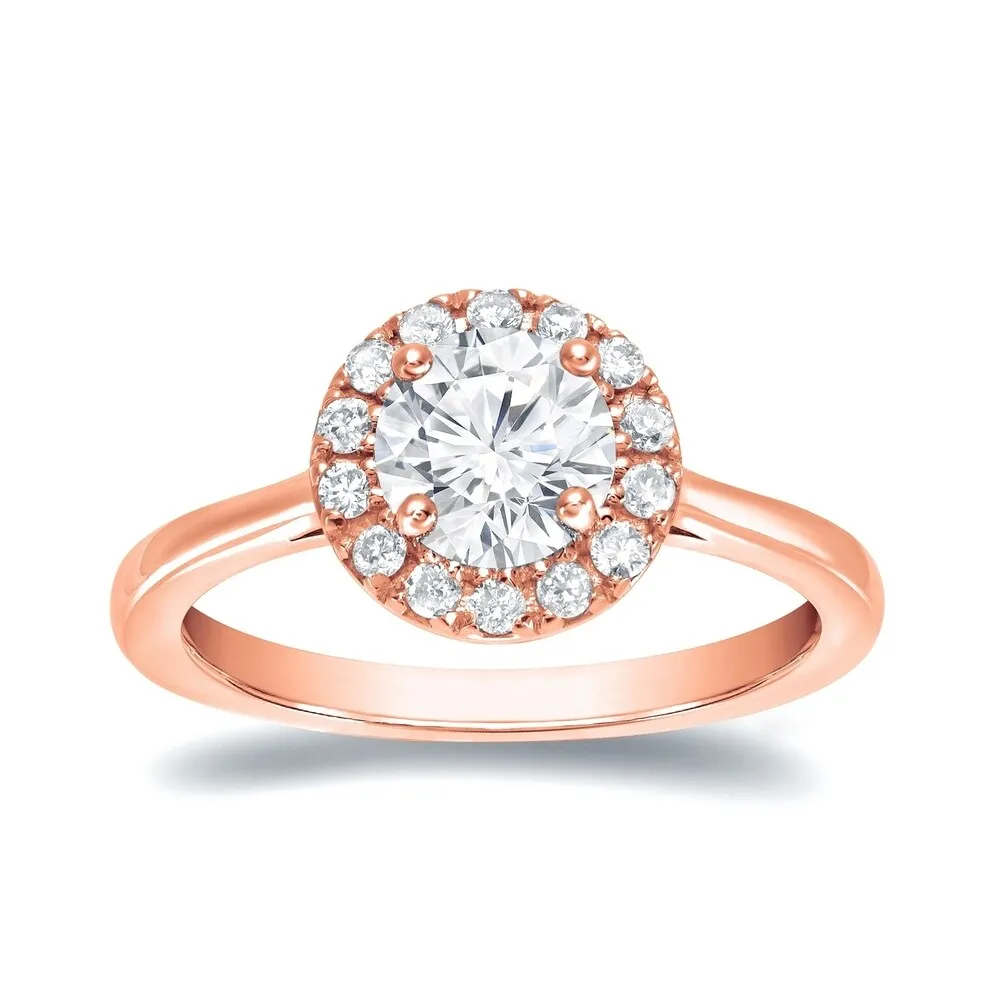 Auriya Round 3/4ct Moissanite and 1/5ctw Halo Diamond Engagement Ring 14K Gold sold by Zulily product image thumbnail 3