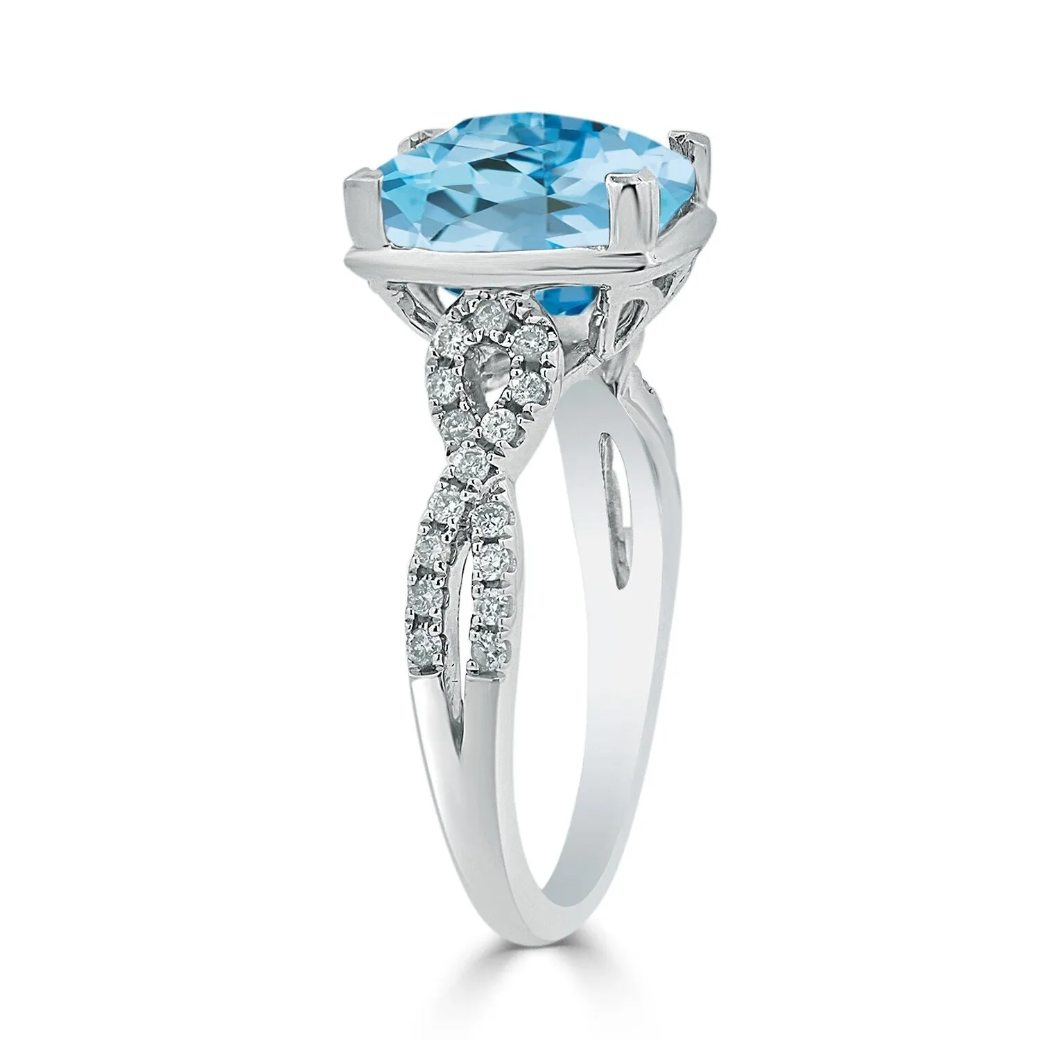 Auriya 3 9/10ct Cushion-cut Sky-blue Topaz and Diamond Engagement Ring 1/5ctw 14k Gold sold by Zulily product image thumbnail 4