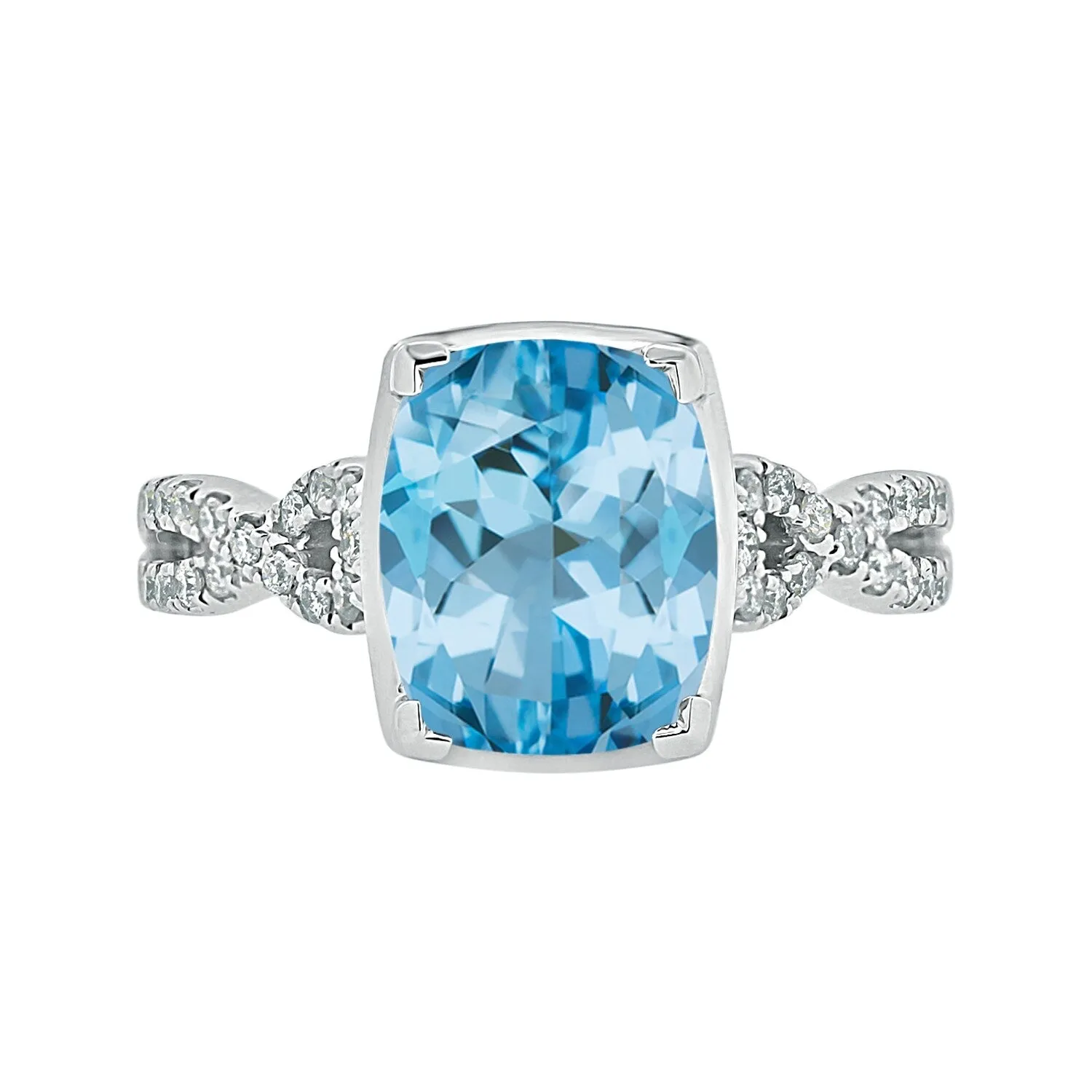 Auriya 3 9/10ct Cushion-cut Sky-blue Topaz and Diamond Engagement Ring 1/5ctw 14k Gold sold by Zulily product image thumbnail 2