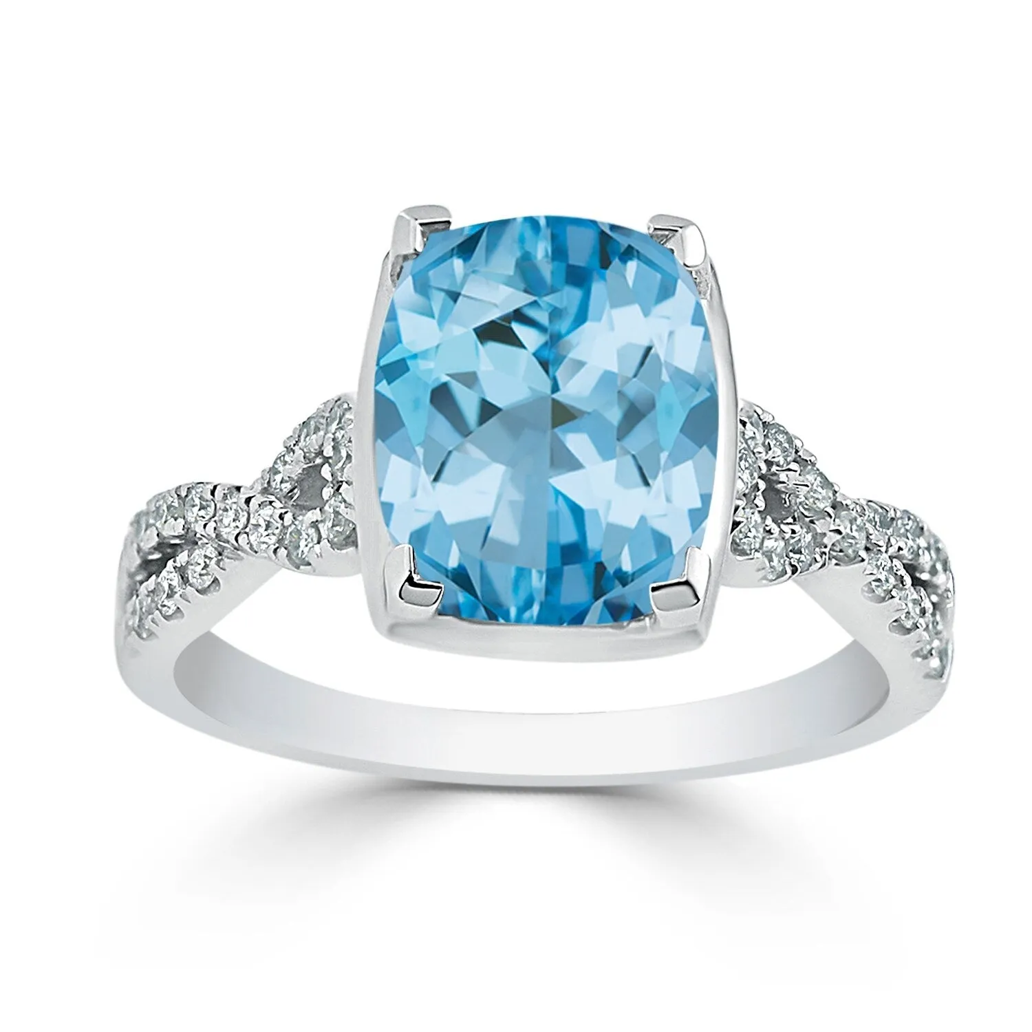 Auriya 3 9/10ct Cushion-cut Sky-blue Topaz and Diamond Engagement Ring 1/5ctw 14k Gold sold by Zulily product image thumbnail 3