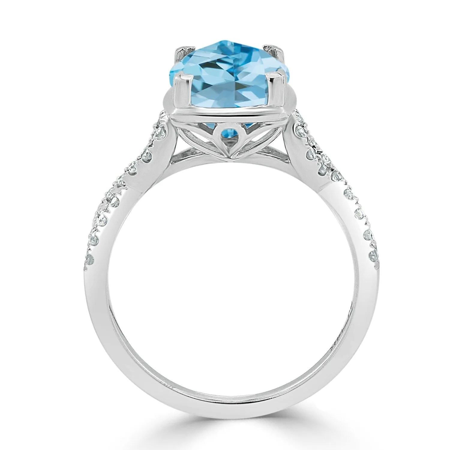 Auriya 3 9/10ct Cushion-cut Sky-blue Topaz and Diamond Engagement Ring 1/5ctw 14k Gold sold by Zulily product image thumbnail 5