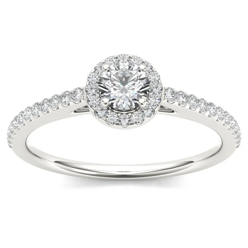De Couer IGI Certified 14k White Gold 1/2ct TDW Diamond Halo Engagement Ring - White H-I sold by Zulily