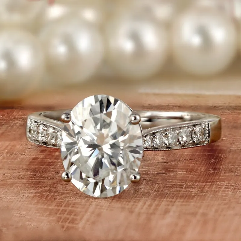 Auriya 14k Gold 2 1/4ctw Vintage Oval Moissanite and Diamond Engagement Ring 1/4ctw sold by Zulily