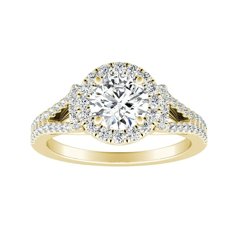 Auriya 14k Gold 2 1/2ct Round Moissanite Halo Engagement Ring with 1/3ct TDW Split Diamond Shank sold by Zulily product image thumbnail 2