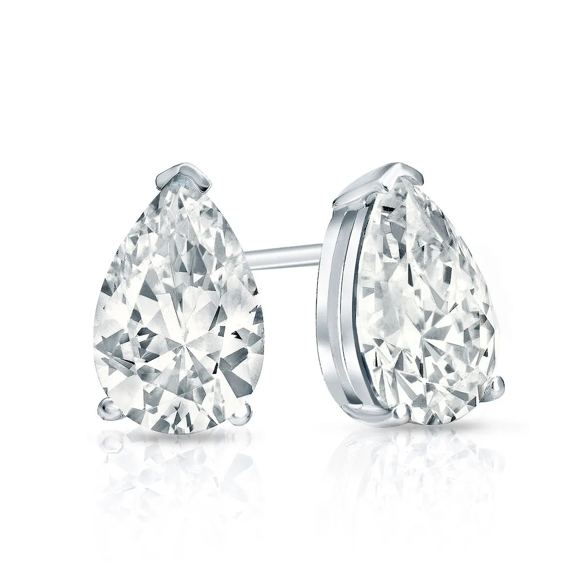 Auriya 14-karat Gold Lab Grown 1.00 carat TDW Pear Diamond Stud Earrings V-End Prong Screw-back sold by Zulily