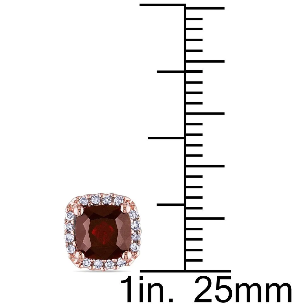 Miadora 10k Rose Gold Garnet and 1/10ct TDW Diamond Earrings (H-I, I2-I3) sold by Zulily product image thumbnail 2