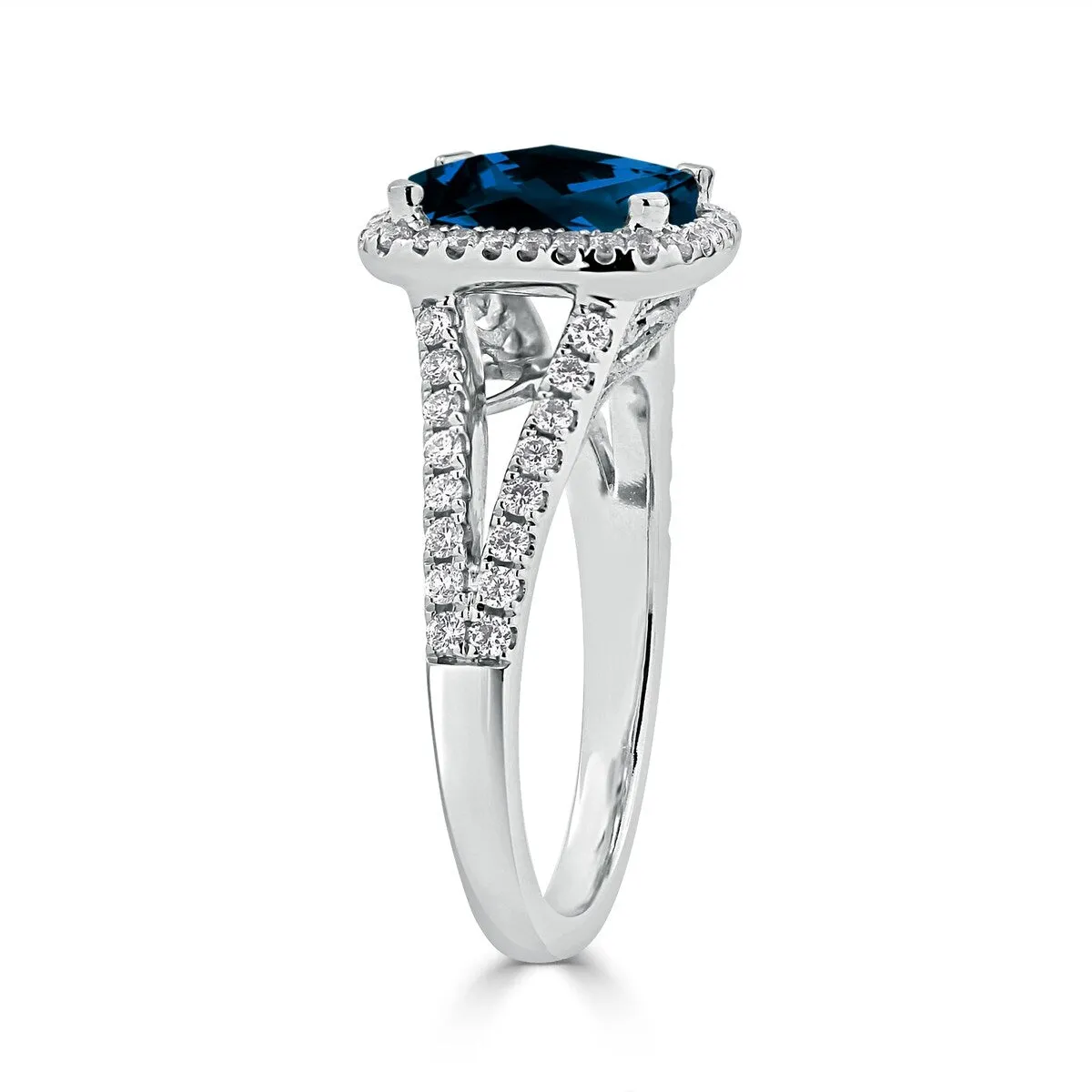 Auriya 1 5/8ct Cushion-cut London Blue Topaz and Halo Diamond Engagement Ring 3/8cttw 14K Gold sold by Zulily product image thumbnail 4