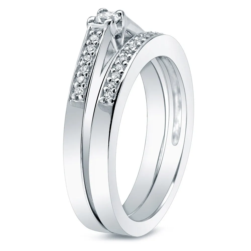 Auriya Platinum 1/4ctw Round Diamond Engagement Ring Set sold by Zulily product image thumbnail 2