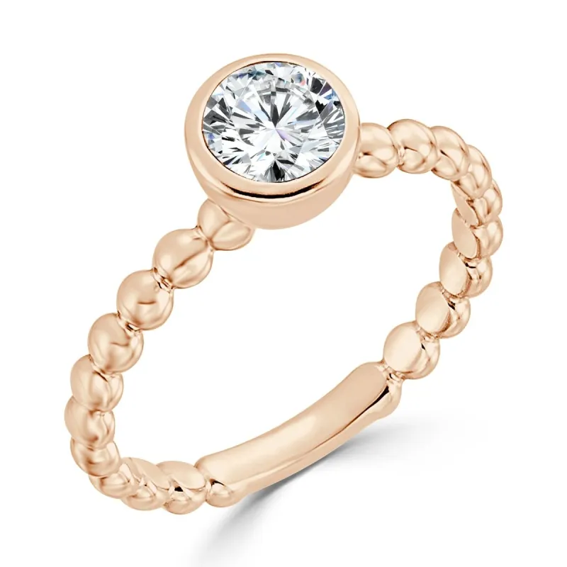 10K Gold Stackable Round 4/5ct TDW Bezel Set Solitaire Diamond Engagement Ring by Auriya sold by Zulily