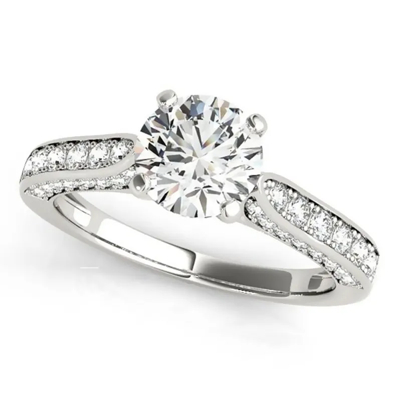 Auriya 14k Gold Classic 3ct Round Moissanite and 1/2ctw Diamond Engagement Ring sold by Zulily
