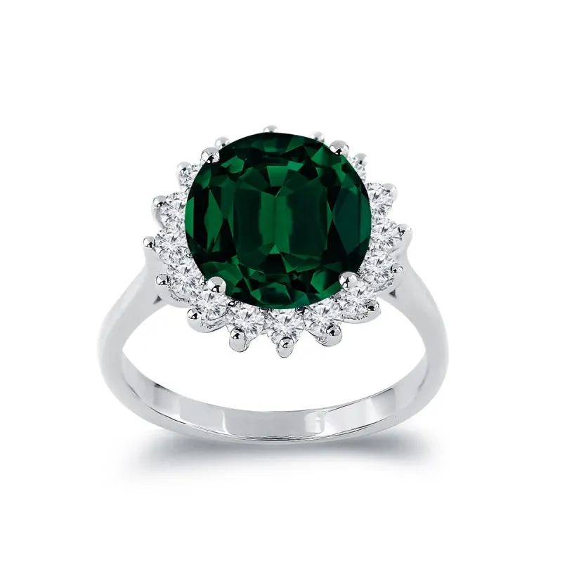 Auriya 3 1/3ct Round Emerald Sunburst Halo Diamond Ring 5/8ctw 18K Gold sold by Zulily