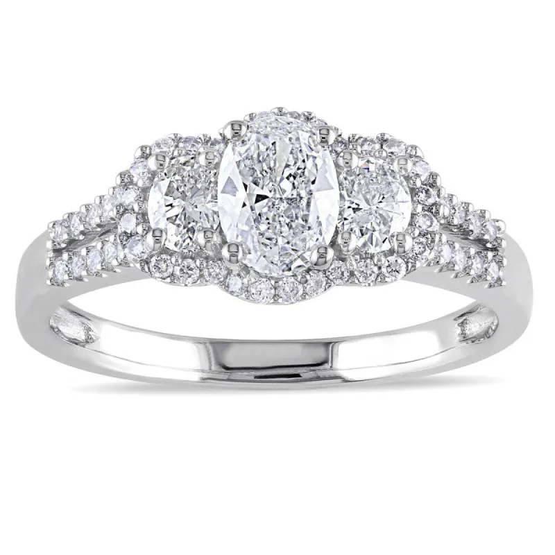 Miadora Signature Collection 14k White Gold 1ct TDW Certified Oval-cut Diamond Engagement Ring sold by Zulily