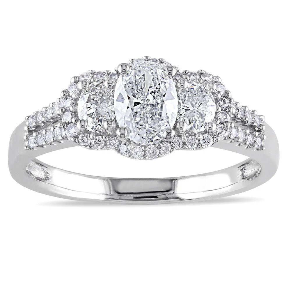 Miadora Signature Collection 14k White Gold 1ct TDW Certified Oval-cut Diamond Engagement Ring sold by Zulily