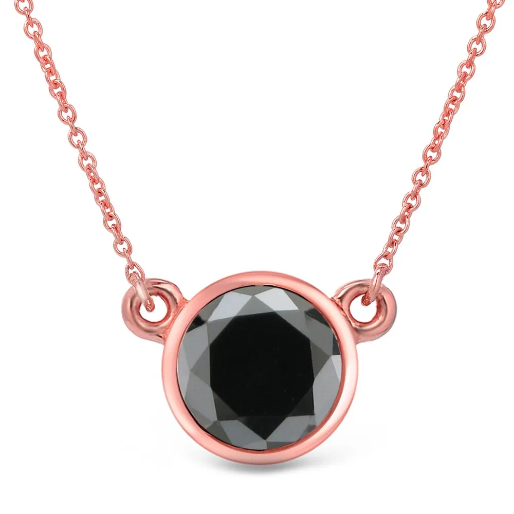 Auriya 14k Gold 2ctw Bezel-set Solitaire Black Diamond Necklace sold by Zulily product image thumbnail 2