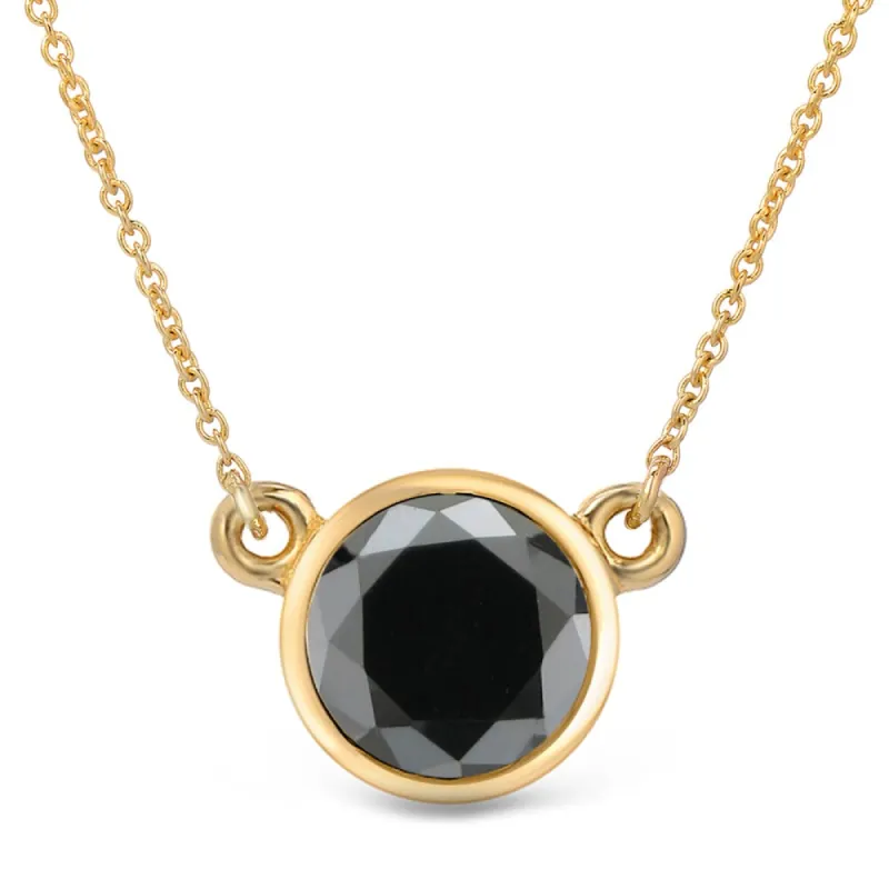 Auriya 14k Gold 2ctw Bezel-set Solitaire Black Diamond Necklace sold by Zulily