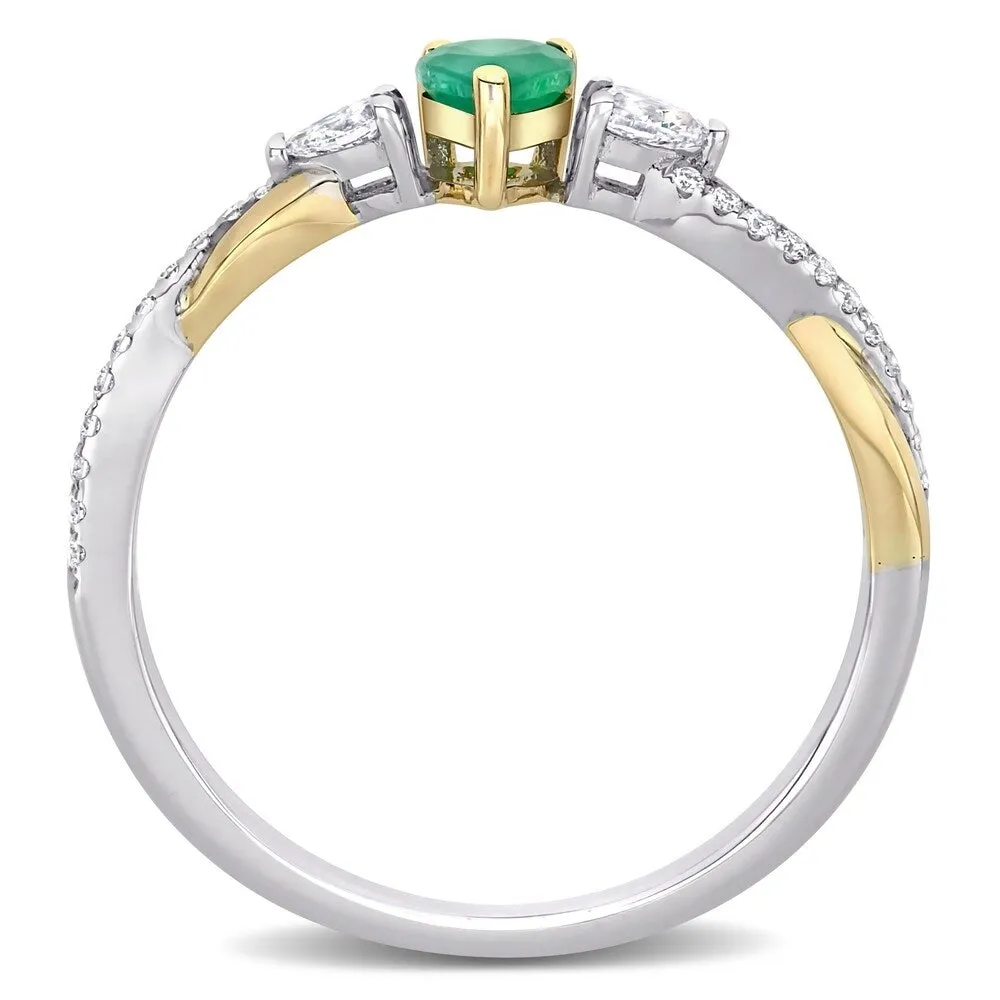 Miadora 14k 2-tone White & Yellow Gold Pear-cut Emerald & 1/5ct Diamond Infinity Engagement Ring sold by Zulily product image thumbnail 4