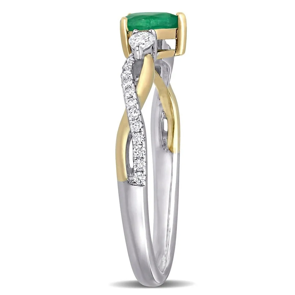 Miadora 14k 2-tone White & Yellow Gold Pear-cut Emerald & 1/5ct Diamond Infinity Engagement Ring sold by Zulily product image thumbnail 3