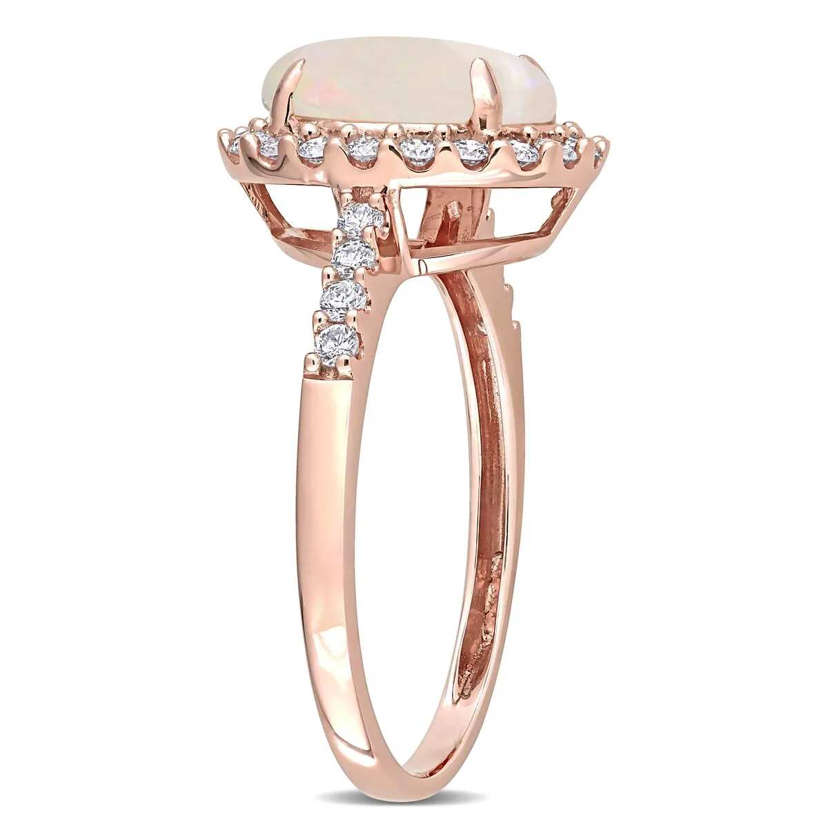 Miadora 14k Rose Gold Oval-cut Opal and 2/5ct TDW Diamond Halo Cocktail Ring sold by Zulily product image thumbnail 2