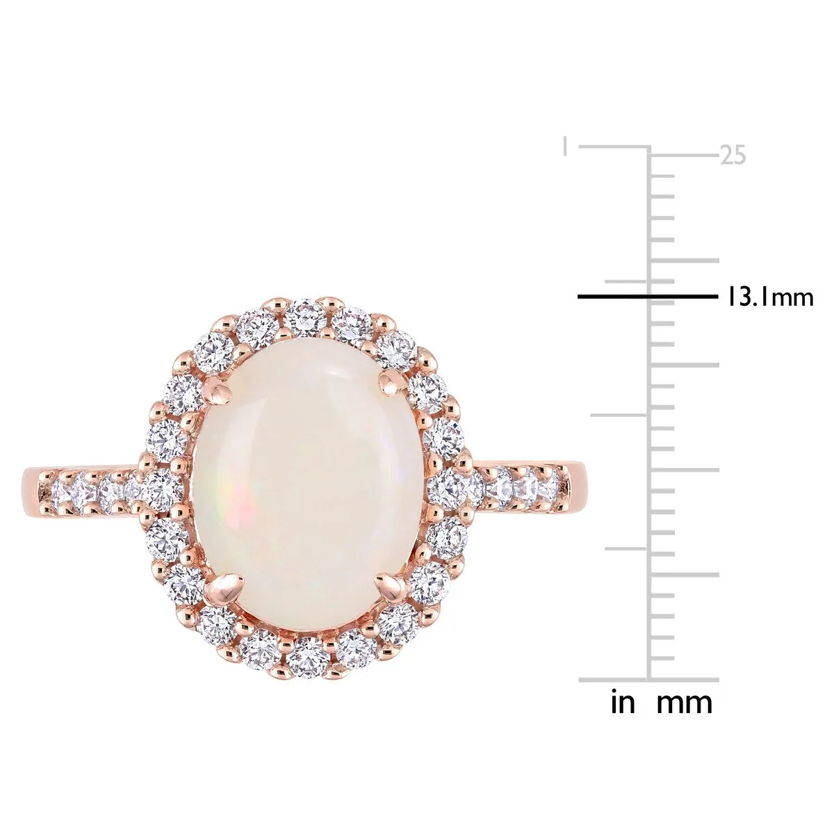 Miadora 14k Rose Gold Oval-cut Opal and 2/5ct TDW Diamond Halo Cocktail Ring sold by Zulily product image thumbnail 4