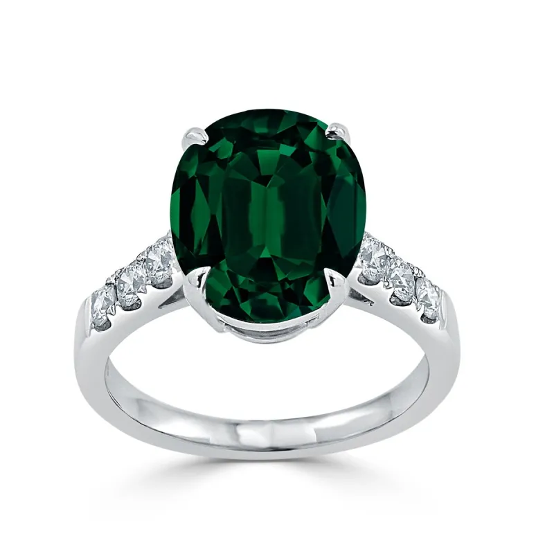 Auriya 3 3/4ct Oval-cut Emerald and Diamond Ring 3/8ctw 18K Gold sold by Zulily