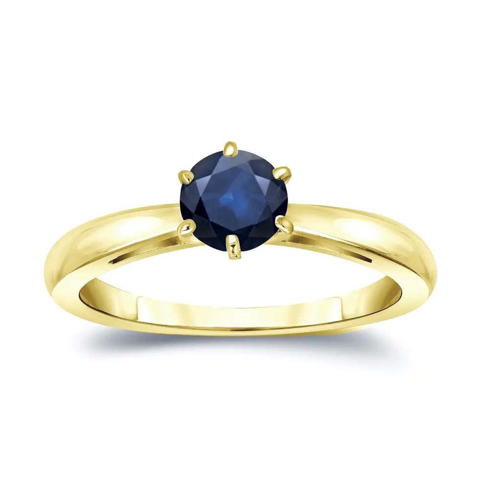 Auriya 14k Gold Blue Sapphire Solitaire Engagement Ring 1/4ct TGW sold by Zulily product image thumbnail 2