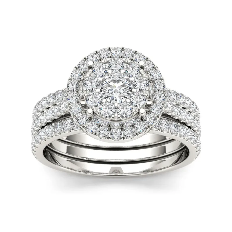 De Couer IGI Certified 14k Gold 1ct TDW Diamond Halo Bridal Ring Set sold by Zulily