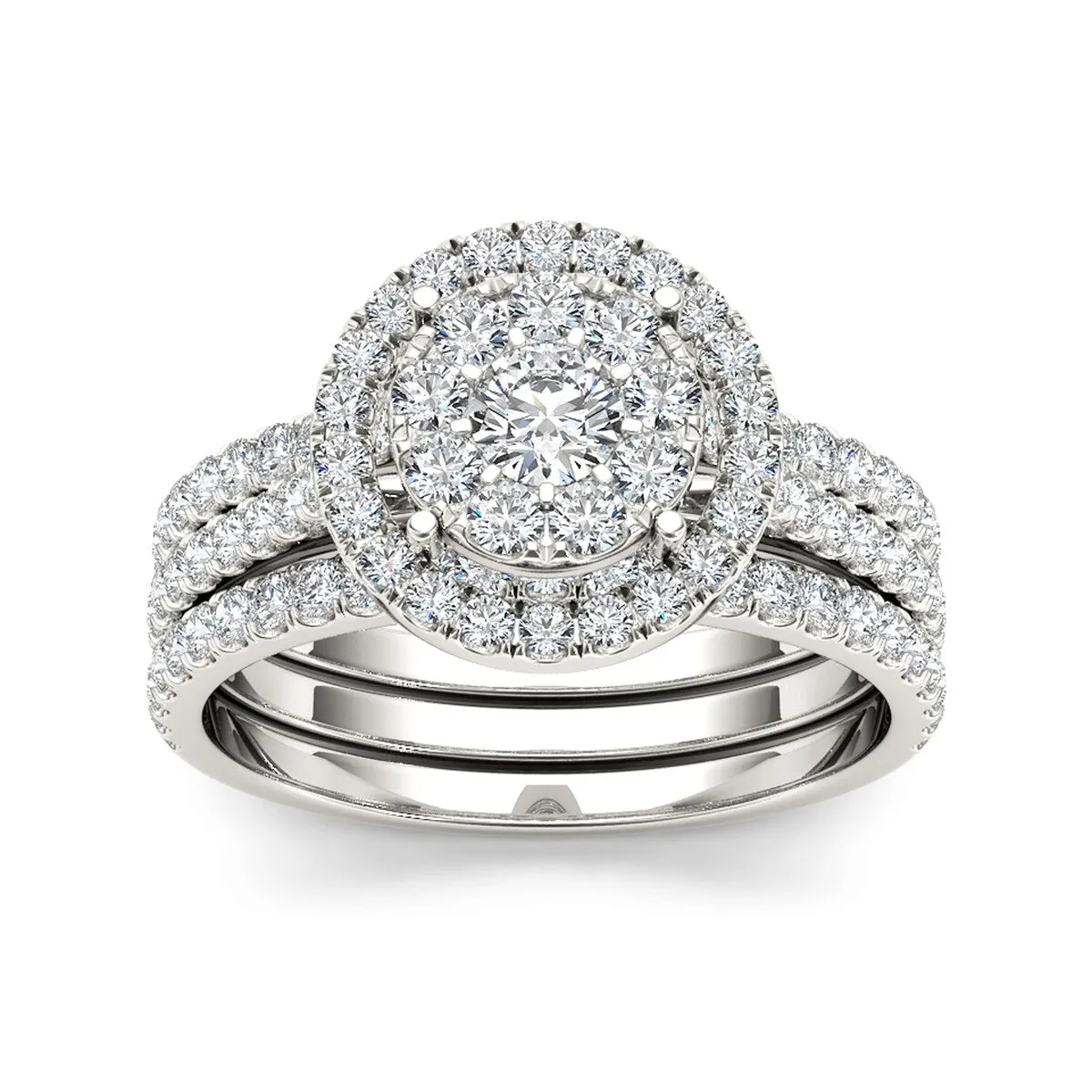 De Couer IGI Certified 14k Gold 1ct TDW Diamond Halo Bridal Ring Set sold by Zulily