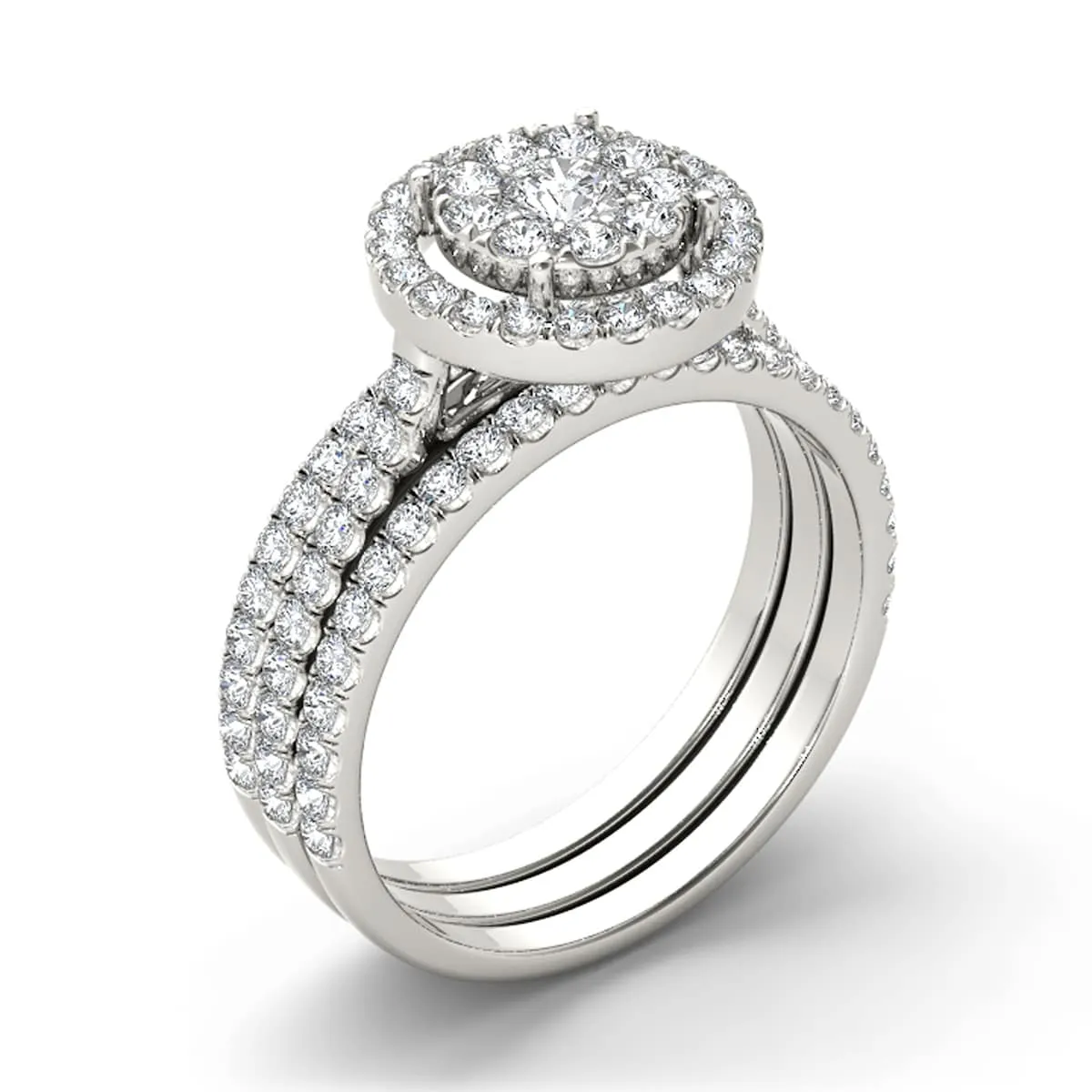 De Couer IGI Certified 14k Gold 1ct TDW Diamond Halo Bridal Ring Set sold by Zulily product image thumbnail 2