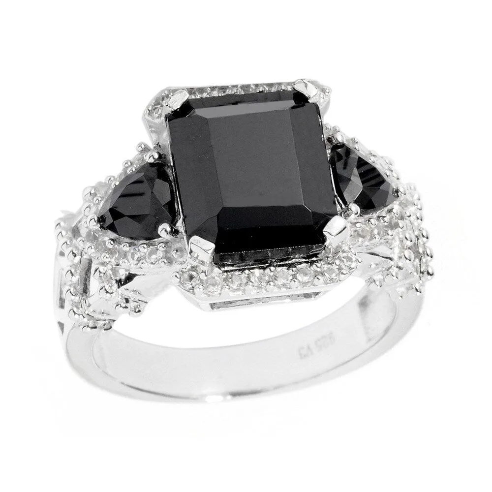 Sterling Silver White Topaz and Black Spinel Ring sold by Zulily