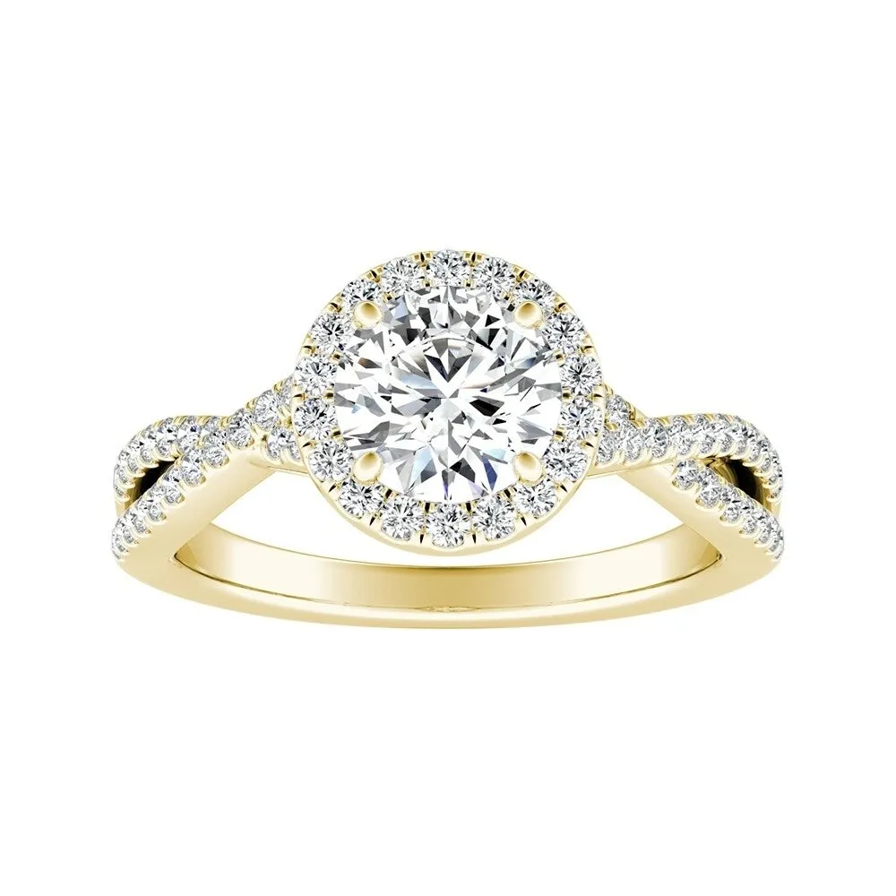 Auriya 14k Gold Round 3ct Moissanite and 1/3ctw Halo Diamond Engagement Ring sold by Zulily product image thumbnail 3