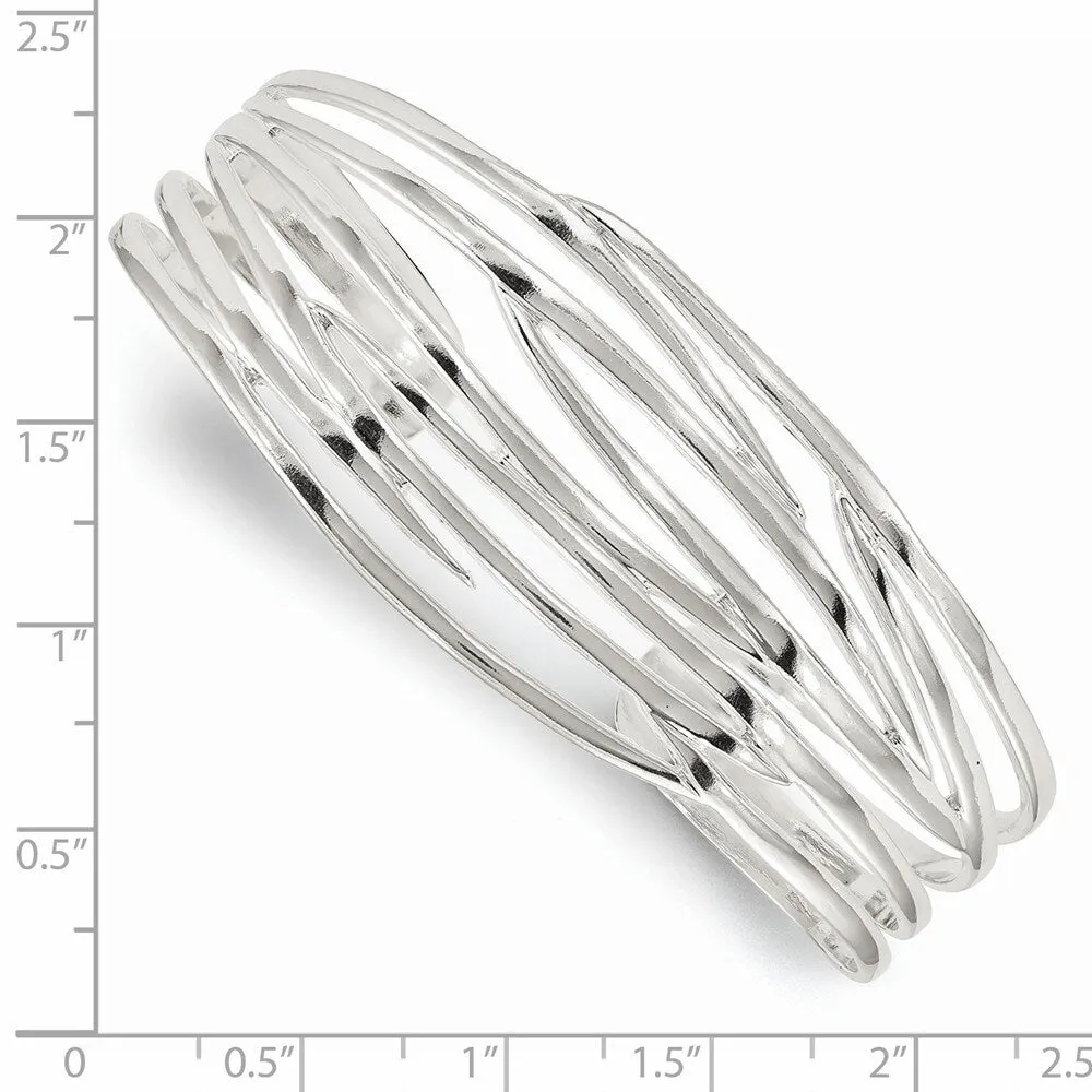 Curata 26.4mm 925 Sterling Silver 26.4mm Polished Multi-row Cuff Bangle Bracelet sold by Zulily product image thumbnail 2