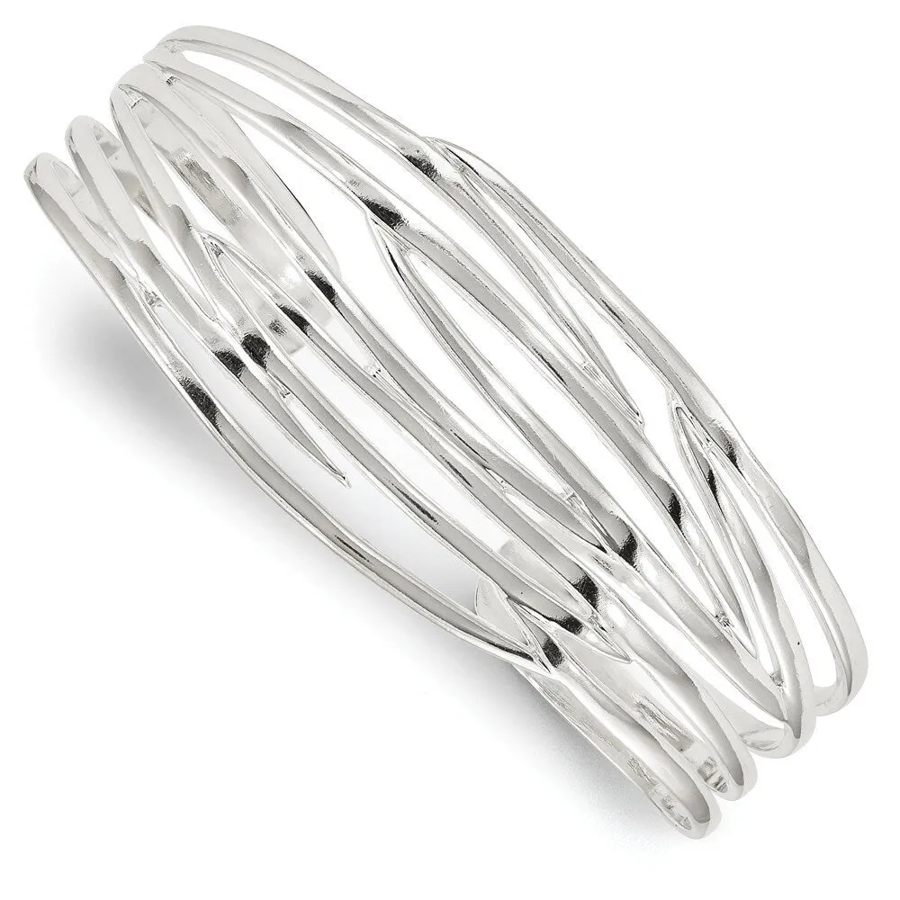 Curata 26.4mm 925 Sterling Silver 26.4mm Polished Multi-row Cuff Bangle Bracelet sold by Zulily
