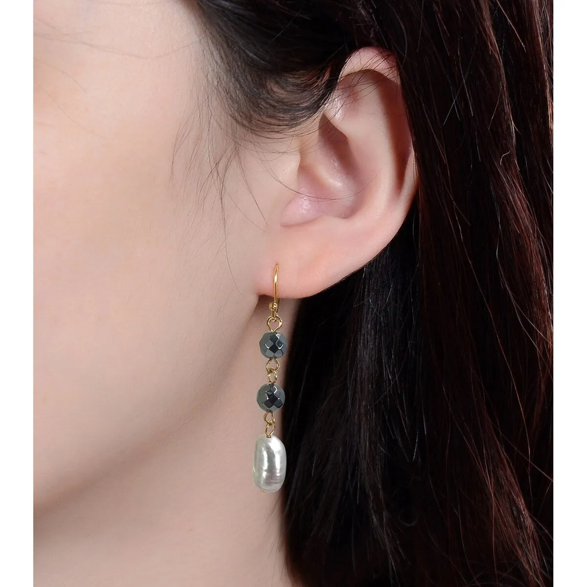 Faceted Hematite and Pearls Earring sold by Zulily product image thumbnail 3