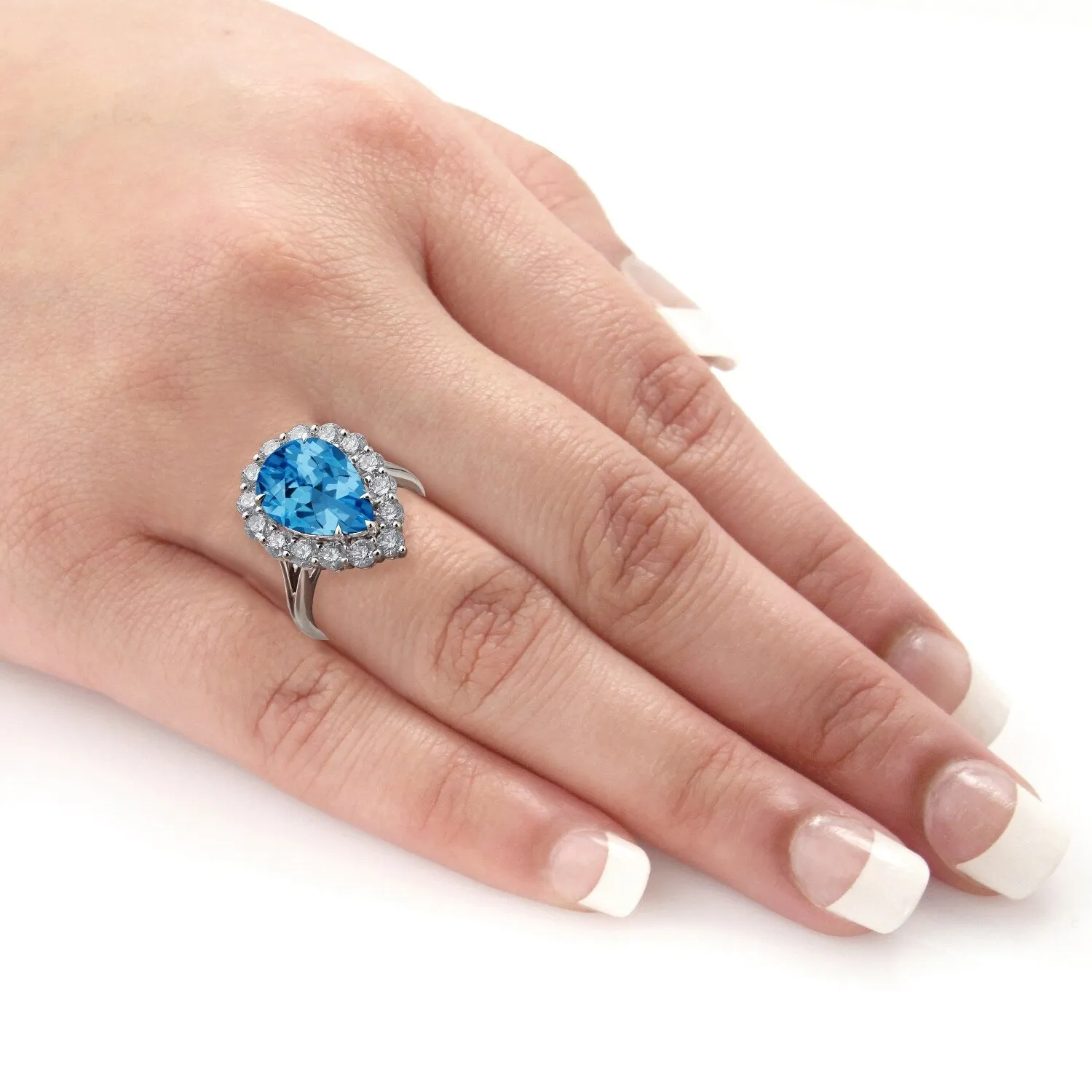 Auriya 2 1/4ct Pear-cut Blue Topaz Halo Diamond Engagement Ring 1 3/4cttw 18K Gold sold by Zulily product image thumbnail 5