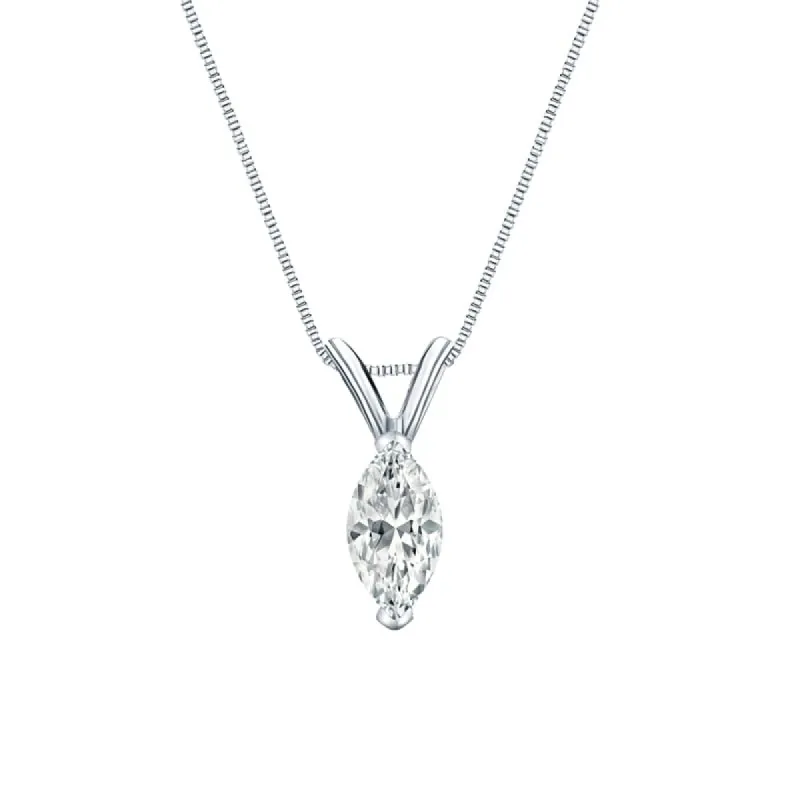 Auriya Platinum 0.45ctw Marquise Solitaire Lab Grown Diamond Necklace V-End Prong (H-I VS) - 0.45 sold by Zulily