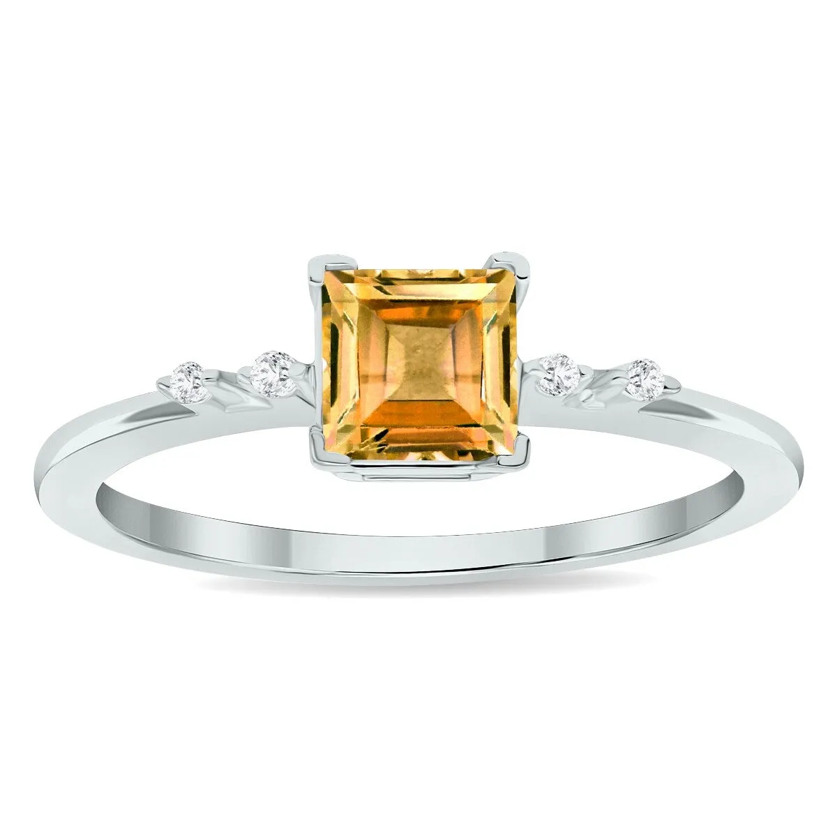 Women's Citrine and Diamond Sparkle Ring in 10K White Gold sold by Zulily