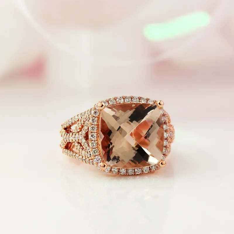 Auriya 6 1/5ct Cushion-cut Morganite 7/8ctw Halo Diamond Engagement Ring 10K Rose Gold sold by Zulily